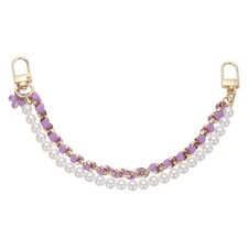 10.2" Pearl Purse Double Chain, Purse Extender Chain Purple, Gold Chain 
