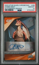 2023 Topps Chrome Black Star Wars Jar Jar Binks Orange Auto PSA 10