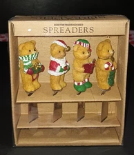 Boston Warehouse Vtg Set Of 4 Christmas Bears Stainless Steel Knife Spreaders ❄️
