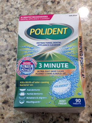 Polident Antibacterial Denture Cleanser Mint Fresh 90 tablets exp: 11/2028