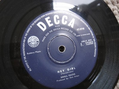 Hong Kong 7'' SP -  SMALL FACES  ''Hey Girl / Almost Grown''  (1109)