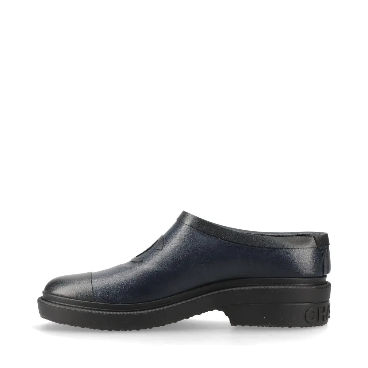 Chanel Coco Mark 24A Rubber Slip-on 36 Ladies' Black x Navy
