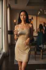 Y2K FOREVER 21 Slip Dress Gold Toned Spaghetti Strap size Medium RETRO FAIRY