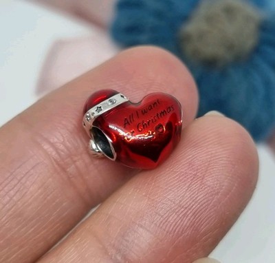 NEU Original Pandora Silber Metallic Rot Weihnachtsmütze Herz Charm   S925 ALE 