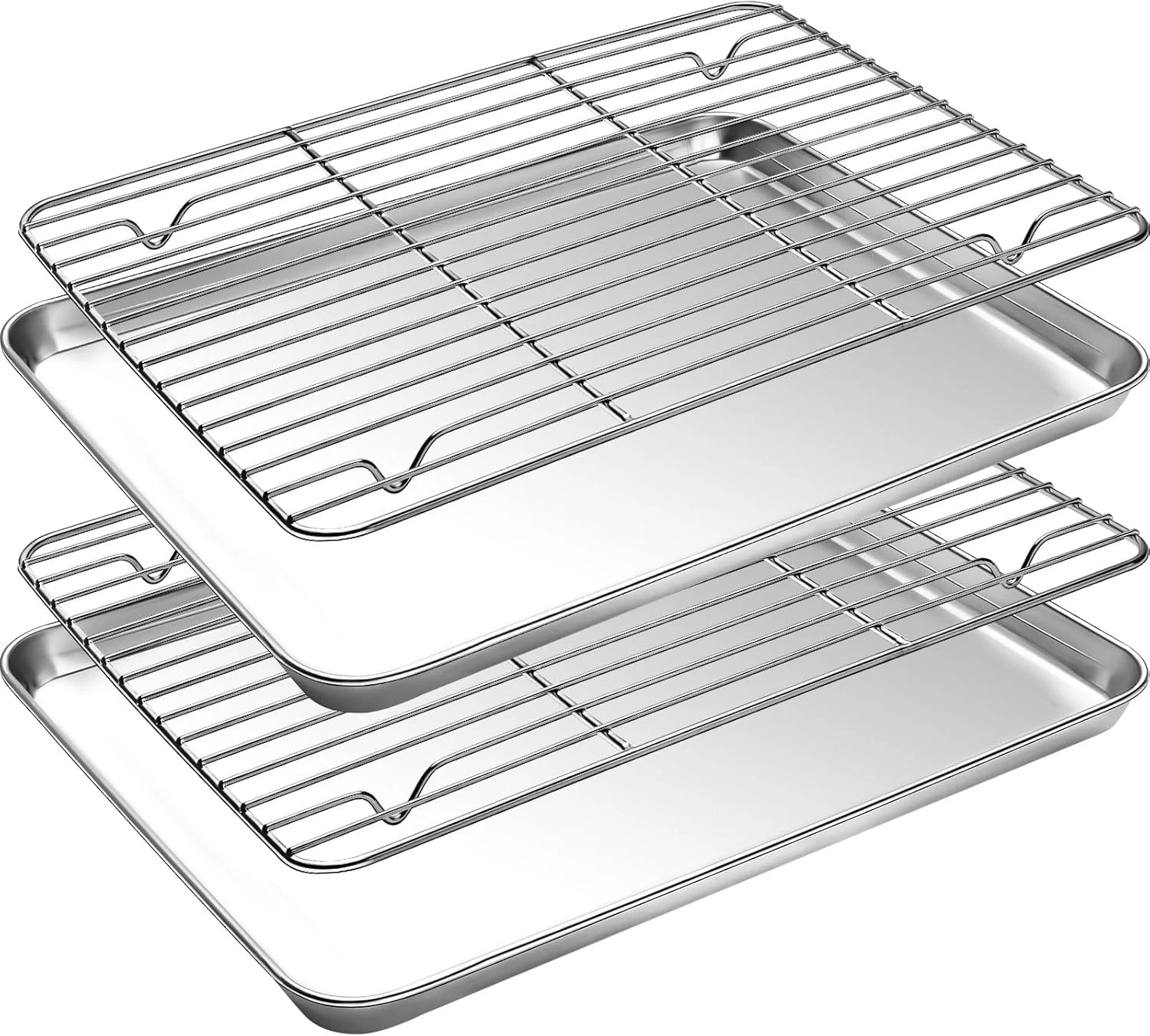Baking Sheet & Cooling Rack Set 4PCS Stainless Steel Cookie Sheets Baking W/
