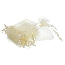 100pcs Organza Bags 2x3 Inch Drawstring Favor Pouches Sheer Mesh Bag Cream White
