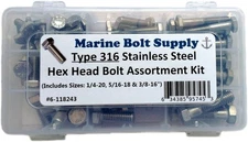 Type 316 Stainless Steel Hex Bolt Assortment Kit Marine Bolt Supply 6-118243