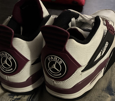 Jordan Air Jordan 4 Mid Top Leather Lace-Up Colorblock White Burgundy Black
