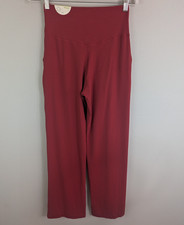 Aerie High Rise Trousers Women's Medium Red Pull On Stretch High Rise Wide Leg