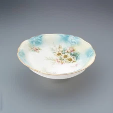 RS Germany RS Prussia Antique Porcelain Bowl  With Flowers 9’ Red Star Mark