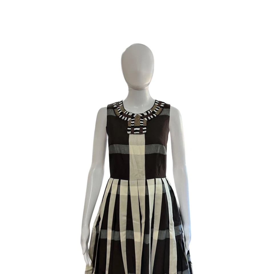 Vestido Maeve Anthropologie Para Mujer Línea A Talla 2 Monocromático Retro Preppy Marrón Foto 3 de 4