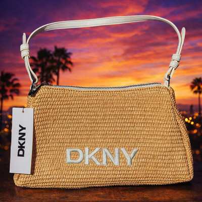 DKNY Remy Shoulder Bag R513DE54 Beige w/ White Trim NWT MSRP $118