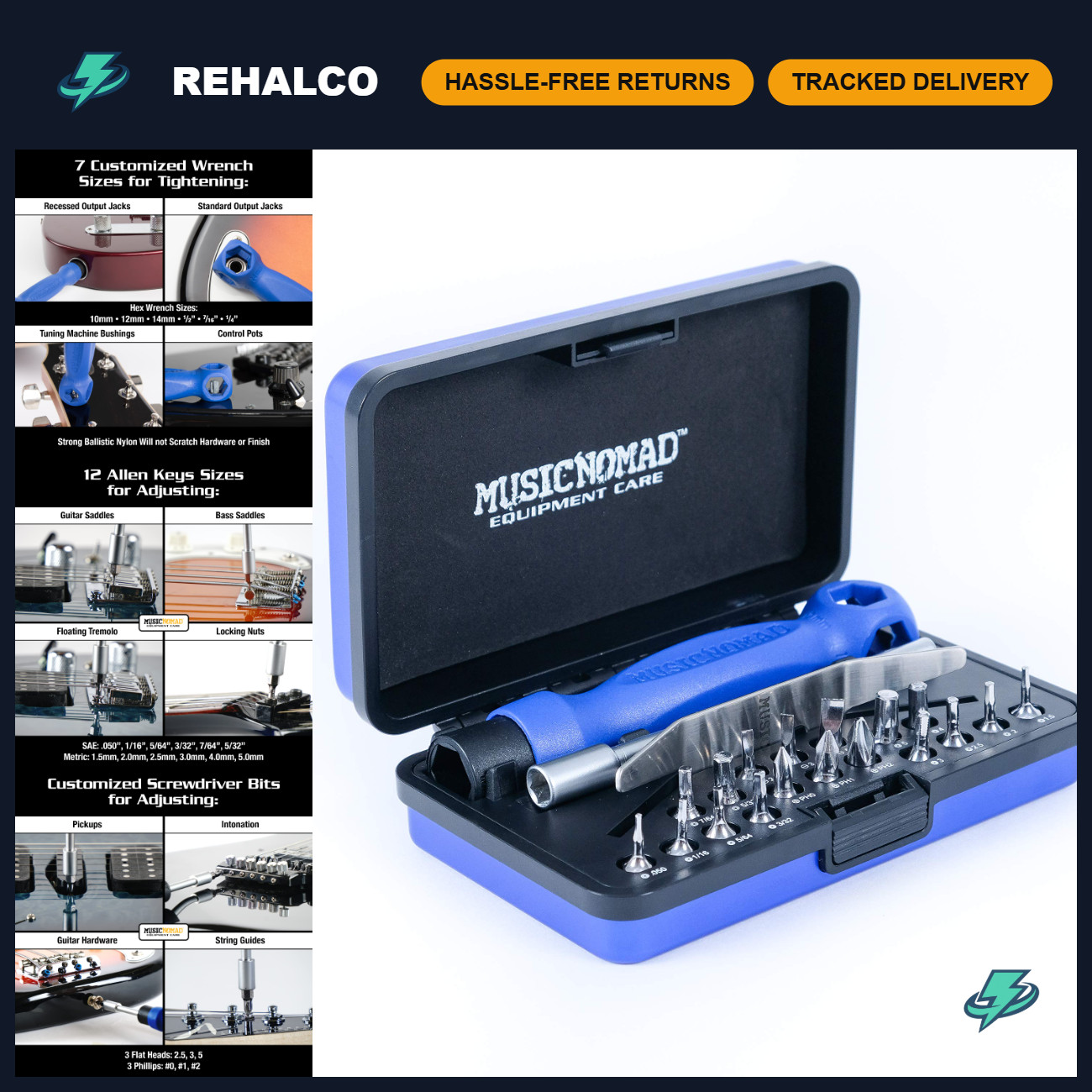 26-Piece Guitar Tech Screwdriver & Wrench Set - Premium Tool Kit for Musicians