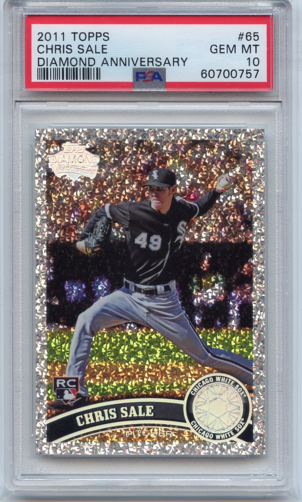 2011 Topps Chris Sale RC Diamond Anniversary Rookie #65 White Sox/Braves PSA 10