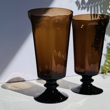 Lenox Amber Brown Goblets Vintage Blown Glass...