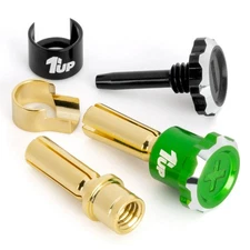 1Up Racing 190458 - Lockdown Adjustable Bullet Plugs, 5mm (2), Green/Black