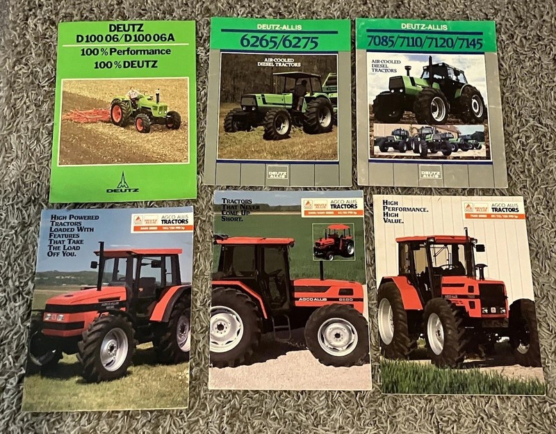 6 Different Vintage Deutz-Allis Dealer Tractor Brochures 7600, D100, 8600 Series