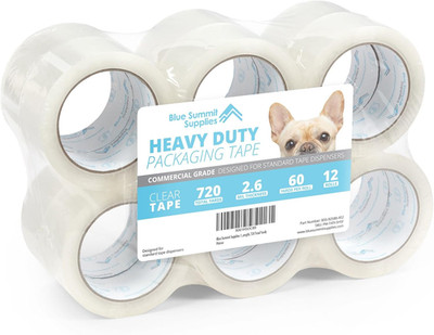 Clear Packing Tape Refills Bulk, 12 Pack, Heavy Duty Packaging Tape Rolls, 2 Inc