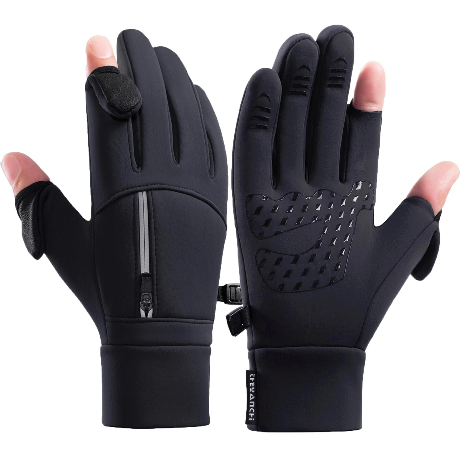 Winter Fingerless Fishing Gloves for Men & , Windproof Cold Weather Touchscre...