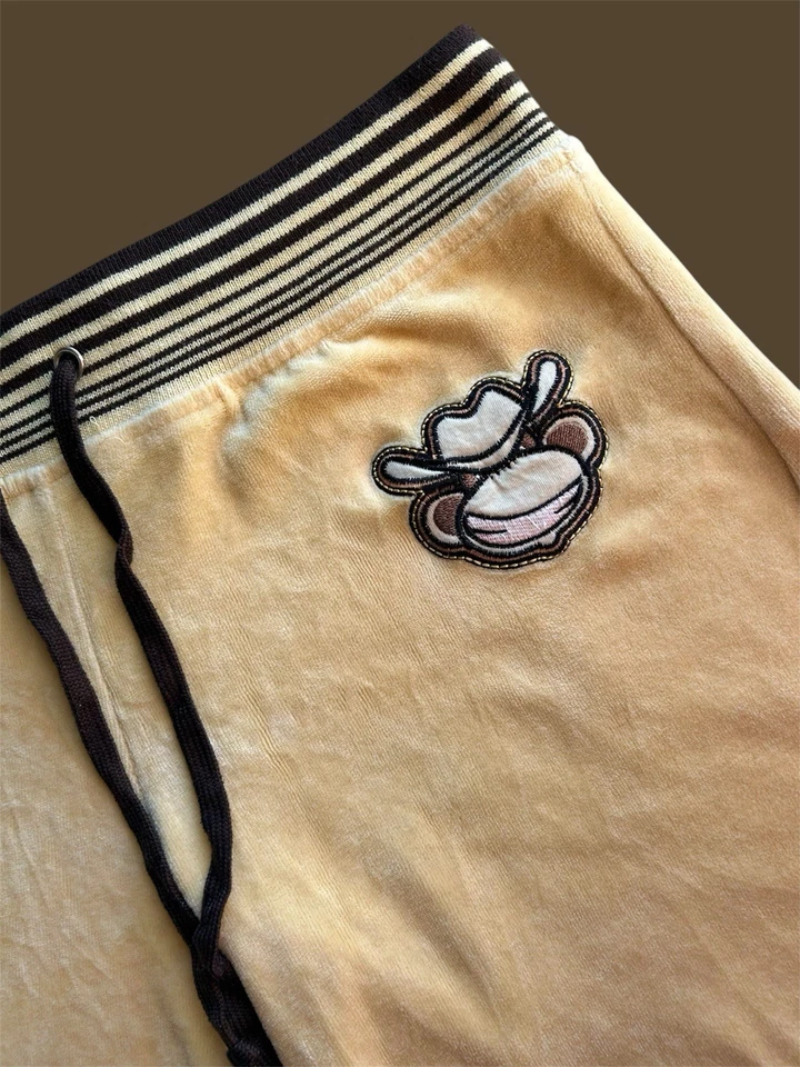 Винтажный Y2K трудно найти редкая ковбой BOBBY JACK обезьяна ностальгический в полоску бархата шорты 🤠 - Изображение 2 из 3