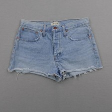 Madewell Shorts Womens 29 Blue Denim Cut Off Distressed Jean Relaxed Button Fly