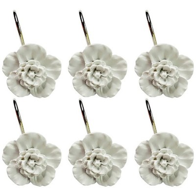 Twofishes White Flower Shower Curtain Hooks Set of 12 Home Fashion Sy1602-8 