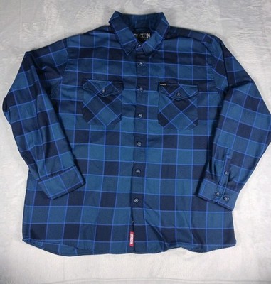 Dixxon Flannel Shirt Mens 3XL Blue Plaid Snap-On Tools Long Sleeve Workwear