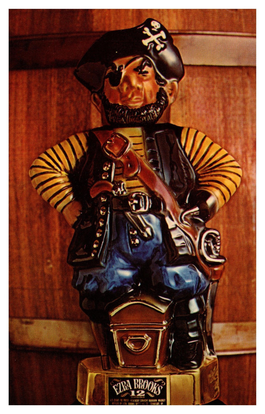 Exra Brooks Swashbuckling Pirate Ceramic Whiskey KY Postcard AH7