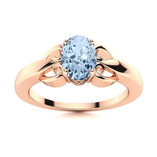 925 Silver Aquamarine Stone Solitaire Throat Chakra Engagement Ring Jewelry