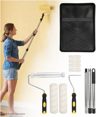 Bates- Paint Roller Kit with Extension Pole, 10 Pcs, 9'' & 4'' Roller Frames | Pla