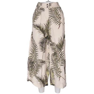 H&M, Culotte, Größe: 34, Beige/Grün, Leinen/Polyester/Viskose, Blumen #dlR