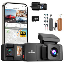 REDTIGER A3 3 Channel Dash Camera 32GB Card With Acc Multi-Size Hardwire Kit