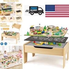 Wooden Train Table with 78 Toy Pieces for Imagination Development Indoor Play