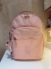 NUEVO CON ETIQUETAS Kipling Seoul Mochila Tableta Pequeña en Rosa Claro Bolso Escolar 37cm Altura
