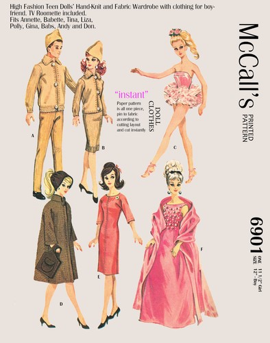1963 muñeca Barbie & ropa patrón de costura - patrones costura punto |