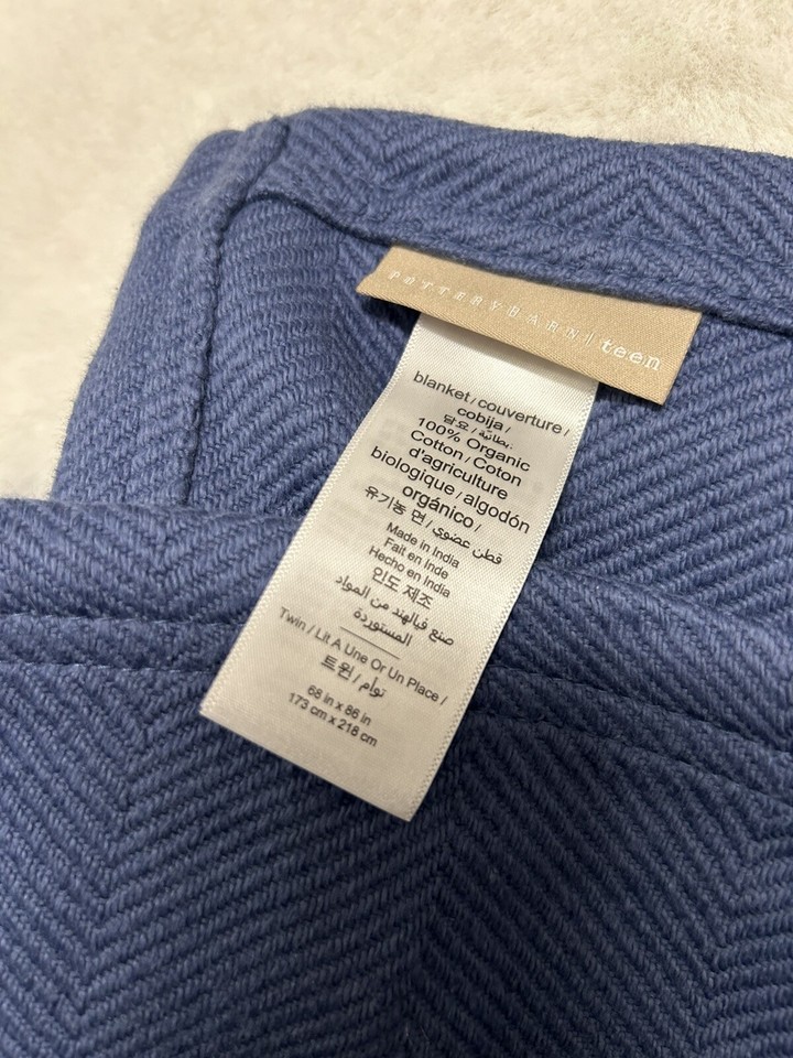 Pottery Barn Teen Ultimate Organic Cotton Blanket Twin Faded Navy eBay