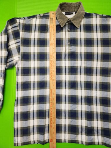 Vintage 90's Structure Plaid Corduroy Collar Rugby Polo USA Made SEE MEASUREMENT - Picture 11 of 11