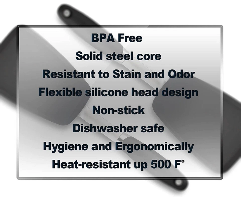 Espátula higiénica de silicona flexible resistente al calor, giratoria negra antiadherente Foto 4 de 4