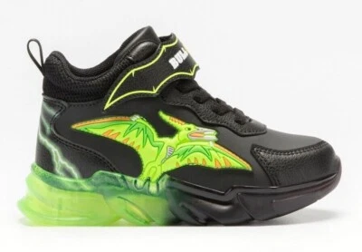 BULL BOYS PTERODATTILO Luci A/I scarpe bambino sneakers alte lacci strappo pelle