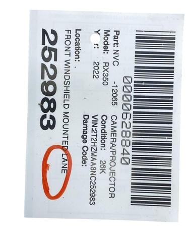 2020-2022 LEXUS RX350 FRONT WINDSHIELD MOUNTED LANE DEPARTURE CAMERA MODULE OEM - Picture 13 of 13