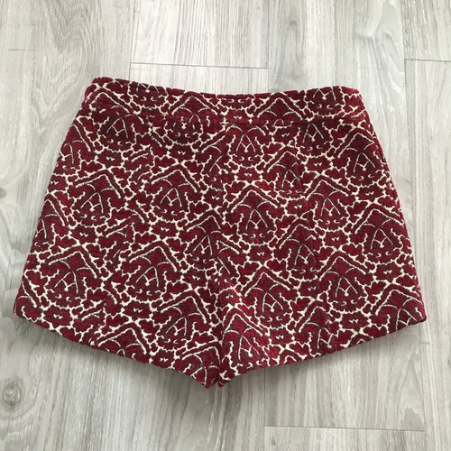 Ecote Tapestry Shorts Boucle Red Small Womens Zip Flat Front Dressy - Picture 4 of 8