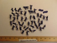 Vintage Lot of 44 Micro Plastic Blue Soldiers