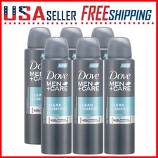 Dove Spray Men+Care Clean Comfort Antiperspirant Deodorant Spray 150ml x 6 Pack