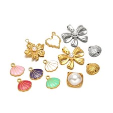 5pcs stainless steel 18k gold plated shell fl...