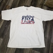 Remember 911 Stand Tall Men's XL White Short Sleeve T-Shirt VTG Made in USA