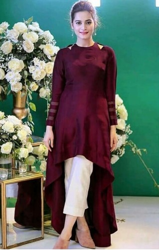 Maroon Kurti With Pant Bottom 