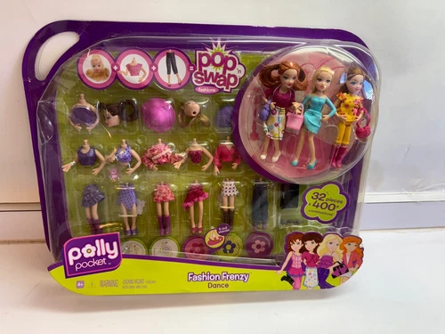 Mattel 2008 Polly Pocket Pop'n Swap 32 Pieces Fashion Frenzy Factory Sealed