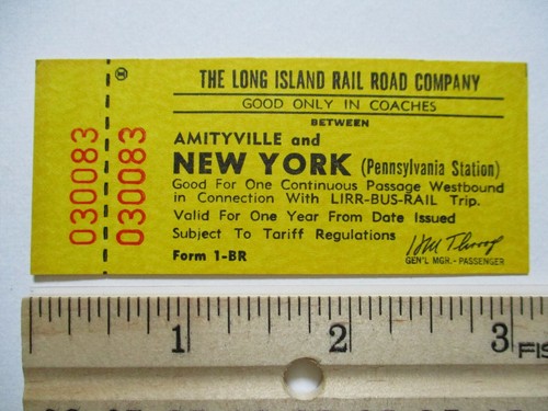 1960s LIRR Long Island Railroad Amityville NY Penn Station New York billet