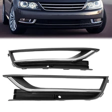 Bumper Fog Light Bezel Cover Frame Trim For VW Passat 2012 13 14 2015 Black Pair