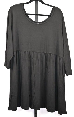 Aus Look Pullover 1/2 Sleeve Black Top NWT Size 4X 26W-28W Rayon & Spandex - 第 1/3 張圖片